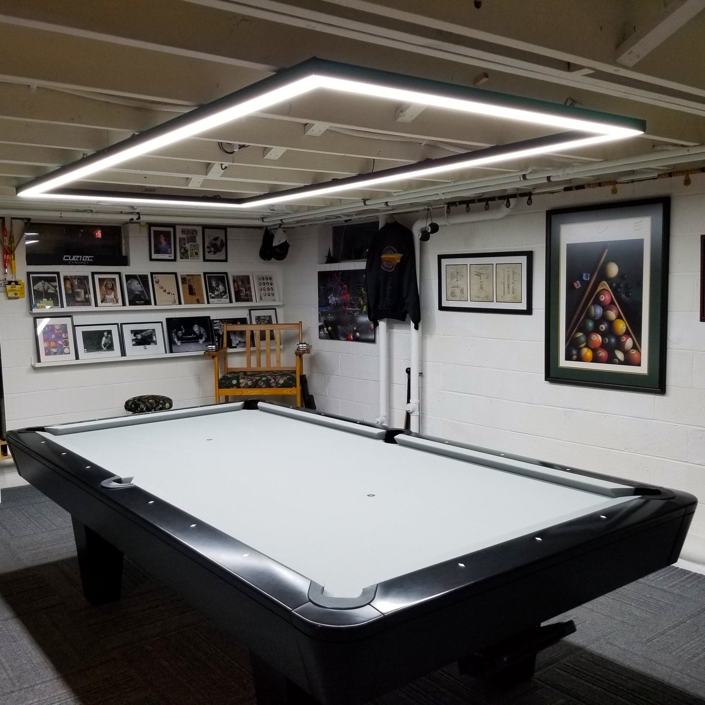 Pool table light illuminate a man cave pool room