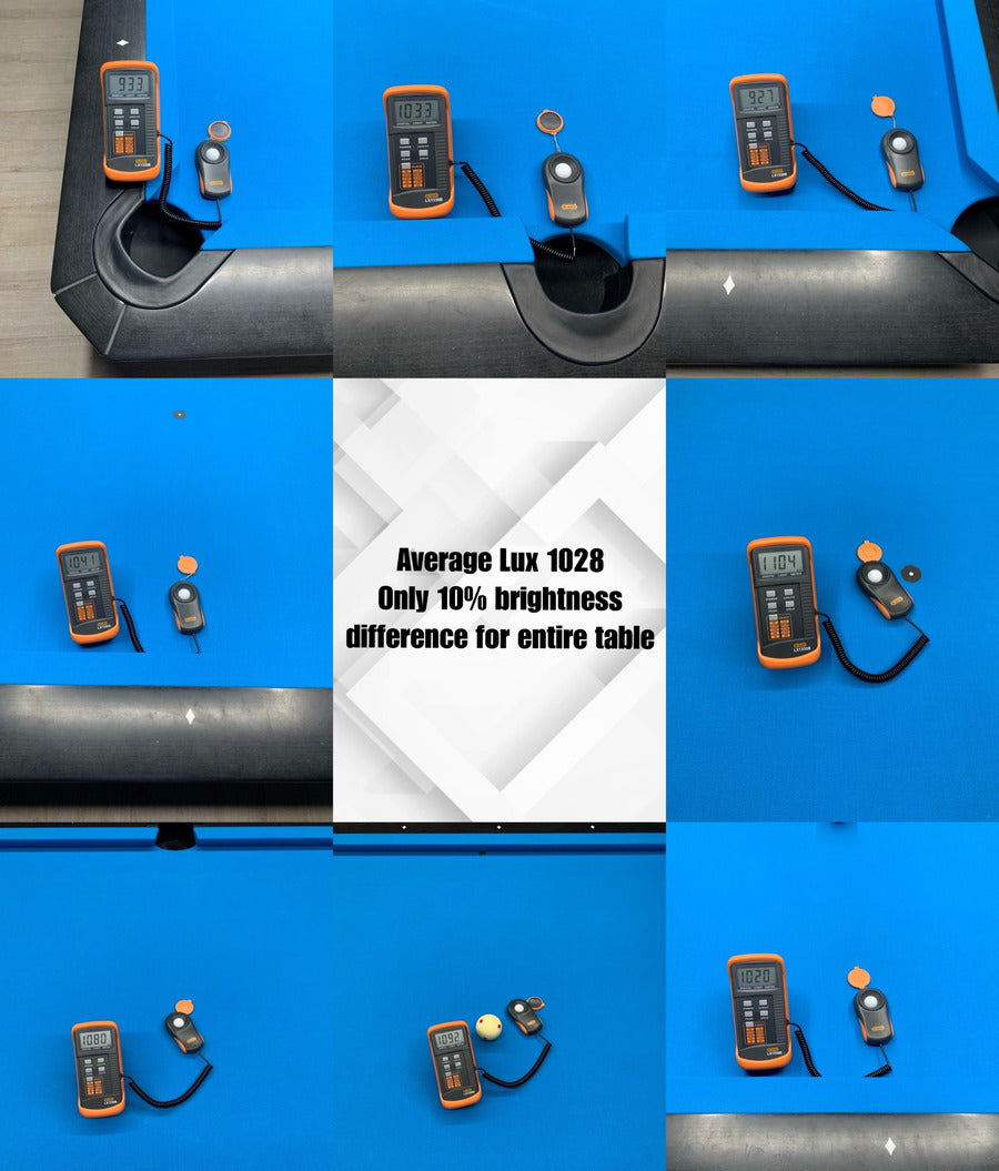 Perimeter Billiard Lights LED Pool Table Lighting 7' 8' 9' - Dimmable