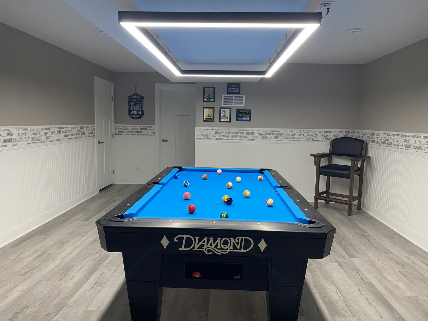 Perimeter Billiard Lights LED Pool Table Lighting 7' 8' 9' - Dimmable